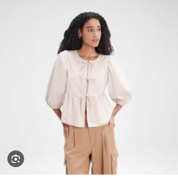 FINAL CLEARANCE A New Day 3/4 Sleeve Tie Front Blouse - Picture 1 of 5